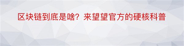 区块链到底是啥？来望望官方的硬核科普